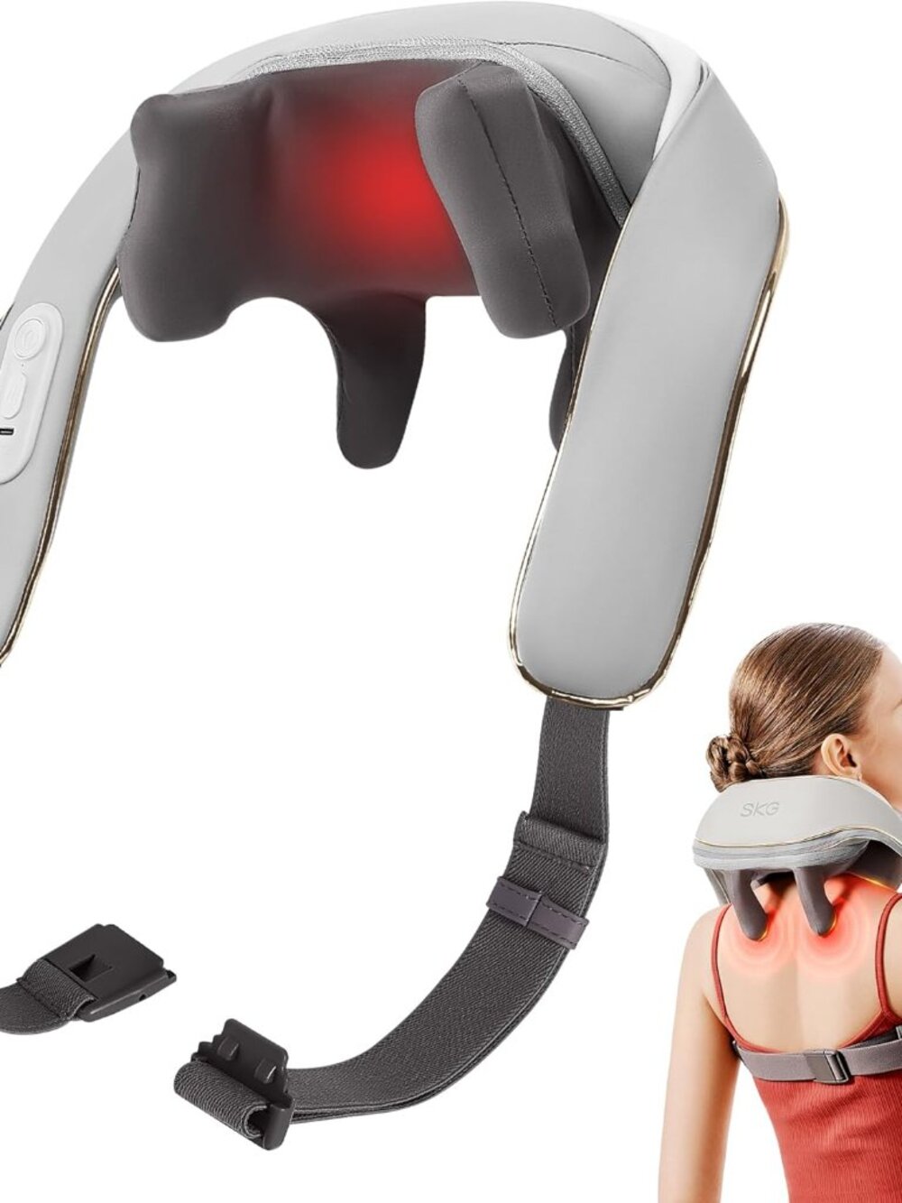 SKG Neck Massager for Pain Relief Deep Tissue 6D Kneading with Heat H5 Mini
